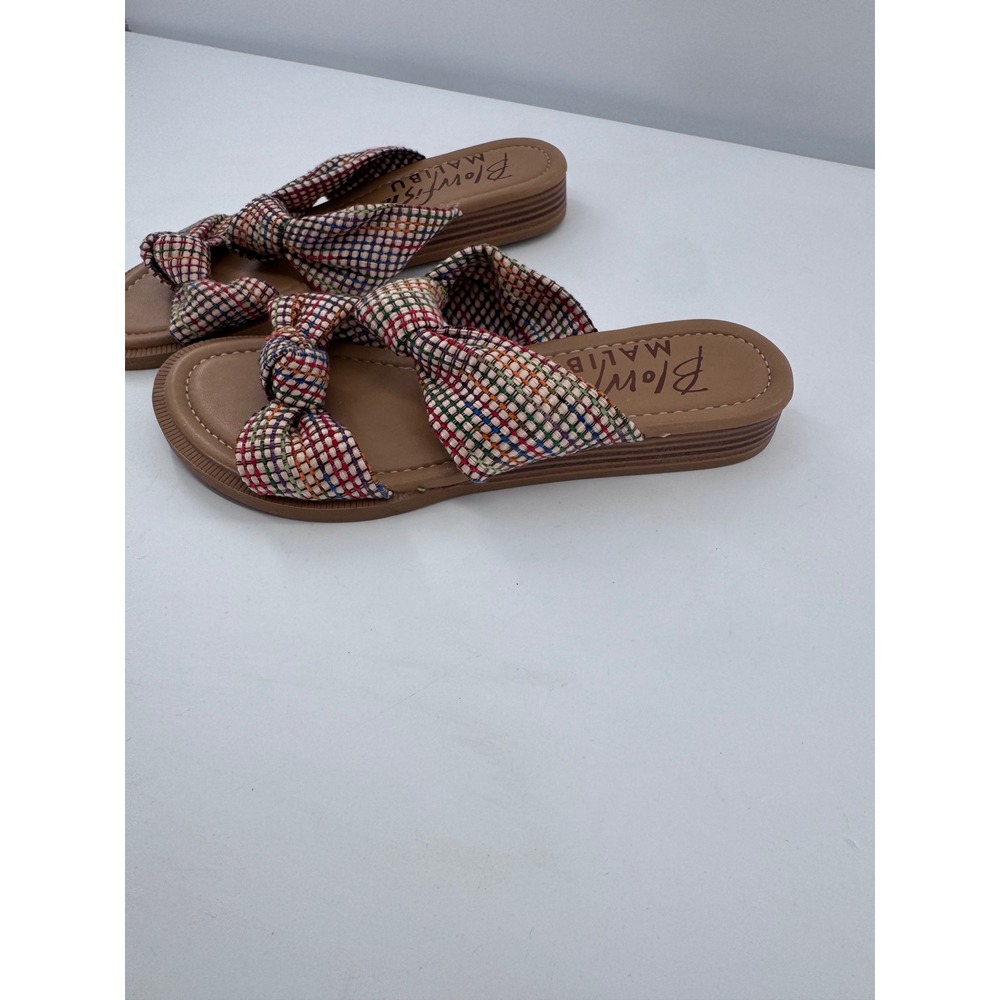 Blowfish Ashland Sandals Women 9M Multi Color Woven Knotted Bow Slide Wedge - Picture 2 of 7